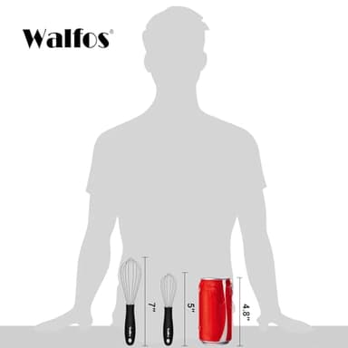 Walfos Mini Stainless Steel Whisk for Cooking - Heat Resistant Kitchen Whisks for Non-stick Cookware, Balloon Egg Beater Perfect for Blending, Whisking, Beating, Frothing & Stirring, 5+7in/12+17cm - Image 2