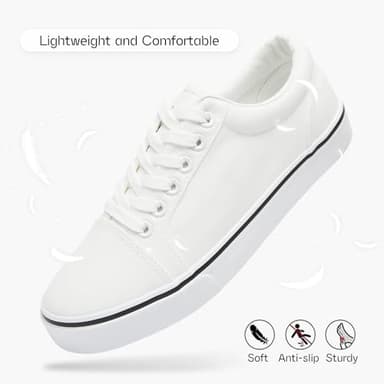 Shupua Canvas Shoes for Women White Canvas Sneakers Womens Casual Shoes Low Top Black Sneakers Comfortable Tennis Shoes(White.us9) - Image 5