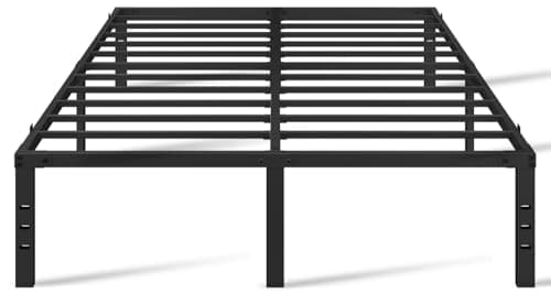 Yaheetech 18 Inch Tall Metal Bed Frame Queen Platform Bed Frame with Storage Space,Sturdy Slat Support,Easy Assembly,No Box Spring Needed,Black - Image 1