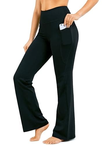 28"/30"/32"/34" Inseam Women's Bootcut Yoga Pants Long Bootleg High-Waisted Flare Pants with Pockets BlackFlare_30_Medium Black - Image 1