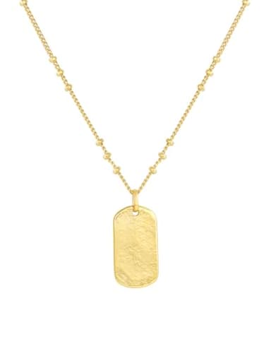 gorjana - Griffin Dog Tag Necklace 19 inch - 18k Gold Plated or Silver Plated - Spring Ring Closure, Cross-Hatched Texture - Lightweight and Perfect for Layering - Long-Lasting - Image 1