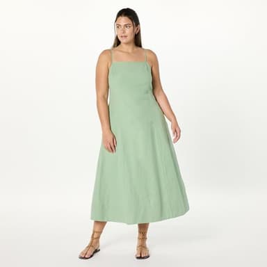 The Drop Women’s Daphne Square Neck Linen Maxi Dress, Iceberg Green, M - Image 5