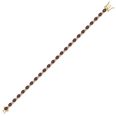 Amazon Essentials Yellow 18K Gold Plated Sterling Silver Genuine Garnet and 0.005 cttw Diamond Accent Tennis Bracelet, 7.25" (previously Amazon Collection) - Image 2