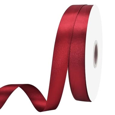 Maclemon 7/8 inch Wide 100 Yards Double Face Wine Red Satin Ribbon Fabric Ribbon for Gift Wrapping Very Suitable for Weddings Decoration Bouquet Balloons Arts Craft Sewing Hair Bow Invitation - Image 2