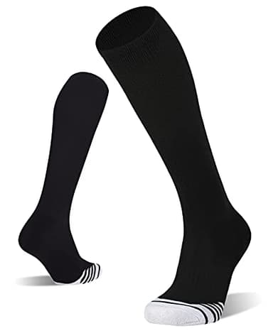 FITRELL 2 Pack Baseball Socks Soccer Softball Socks for Kids Youth Men & Women Over-the-Calf Knee High, Black, Small - Image 8