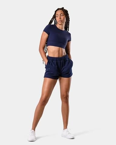 Kamo Fitness CozyTec Sweat Shorts Women High Waisted Lounge Comfy Casual Cotton Shorts with Pockets (Dark Iris, L) - Image 2