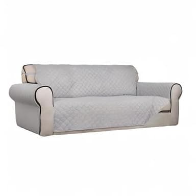 PureFit Reversible Quilted Sofa Cover, Water Resistant Slipcover Furniture Protector, Washable Couch Cover with Non Slip and Elastic Straps for Kids, Dogs, Pets (Sofa, Light Gray/Light Gray) - Image 8