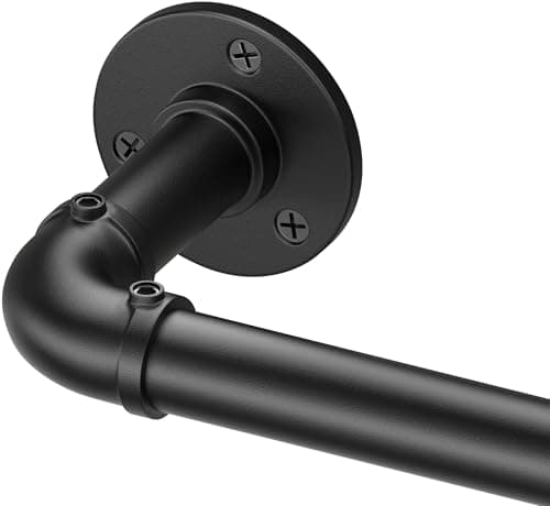 Qouara Curtain Rods for Windows 28 to 48 Inch, Black Adjustable Curtain Rod, Wrap Around Blackout Curtains Rod, Heavy Duty Industrial Curtains Rods, 1 Inch Outdoor/Indoor Drapery Pole 28-48" - Image 1