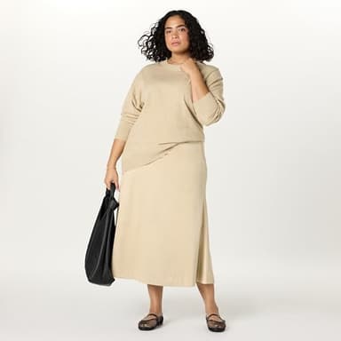 The Drop Women’s Cecily Faux Suede Full Long Midi Skirt, Hummus, XS - Image 7