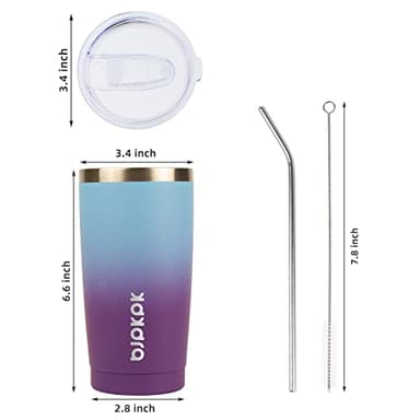 BJPKPK 20 oz Stainless Steel Vacuum Insulated Tumblers with Lids and Straw Reusable Travel Water Mug Double Wall Coffee Cup for Women and Men,Ocean Dream - Image 3
