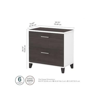 Bush Furniture 2 Drawer Lateral File Cabinet, Letter and Legal-Size Document Storage for Home or Professional Office, Somerset Collection, White and Storm Gray - Image 3