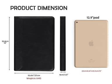 AZXCG Zipper Portfolio Padfolio Binder,3-Ring Padfolio for Women and Men,A4/Letter Size, PU Leather with iPad,Professional Organizer for Resume/Interview (Black) - Image 2
