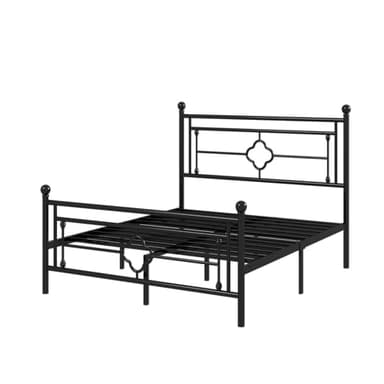 Allewie Queen Size Metal Platform Bed Frame with Victorian Vintage Headboard and Footboard/Mattress Foundation/Under Bed Storage/No Box Spring Needed/Noise-Free/Easy Assembly, Black - Image 8