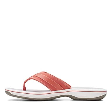 Clarks Women's Breeze Sea Flip-Flop, Bright Coral Synthetic, 7 - Image 6