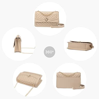 LOVEVOOK Shoulder Bag for Women Quilted Crossbody Purse,Leather Chain Bag for Gift Classic Satchel Handbag Nude - Image 9