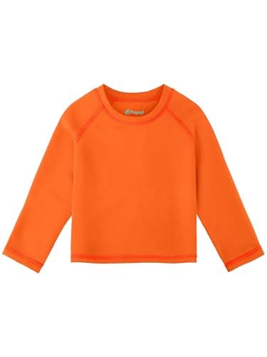 Feyoyi Unisex Baby Rash Guard Shirts SPF Long Sleeve Swim Shirts Sun Protection Rashguard Swimwear for Toddler Boys Girls Neon Orange,2T - Image 1