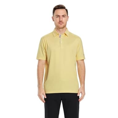 M MAELREG Polo Shirts for Men Short Sleeve Performance Moisture Wicking Quick Dry Casual Collared Men’s Polo Shirts Yellow - Image 2