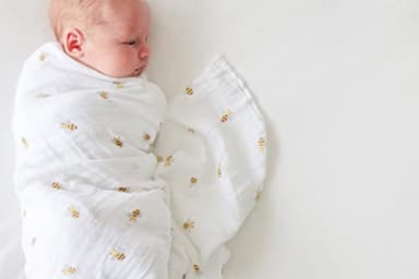 lulujo Baby Swaddle Blankets | Unisex Softest Breathable Cotton Muslin Swaddle Blanket Set | Neutral Receiving Blanket for Girls & Boys | 40in x 40in | Bees & Dots | 2-Count - Image 9