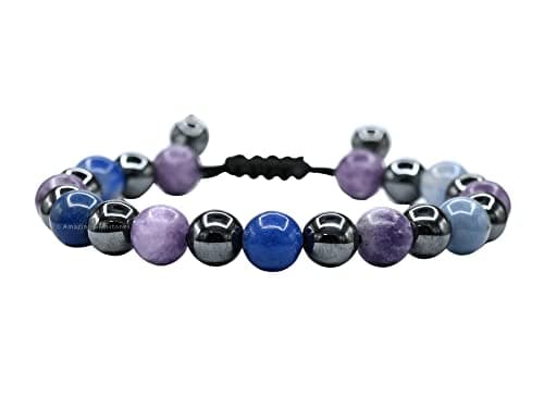 Amazing Gemstone Stop Drinking Alcohol Manifestation Bracelet - Lepidolite Blue Aventurine Hematite Bracelet Set for Men Women Healing Calming Anxiety Stress Relief Gifts(Adjustable) - Image 1