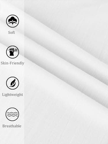 PASLTER Mens Casual Linen Pants Loose Fit Straight-Legs Elastic Drawstring Waist Summer Beach Yoga Long Pants A-White - Image 5