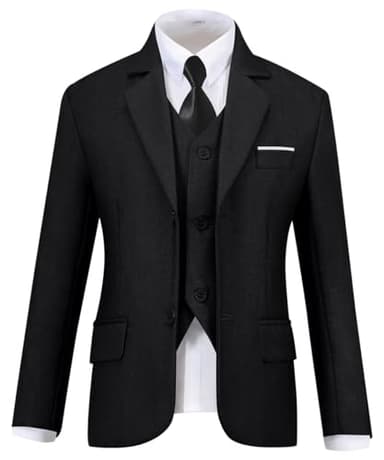 Visaccy Kids Suit for Boys Toddler Wedding Outfit Slim Fit Formal Wear Black Boy Suits Size 12 - Image 3