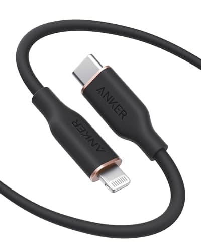 Anker USB C to Lightning Cable, MFi Certified Powerline III Flow Silicone Charging Cable for iPhone 13 13 Pro (Midnight Black, 6ft) - Image 1