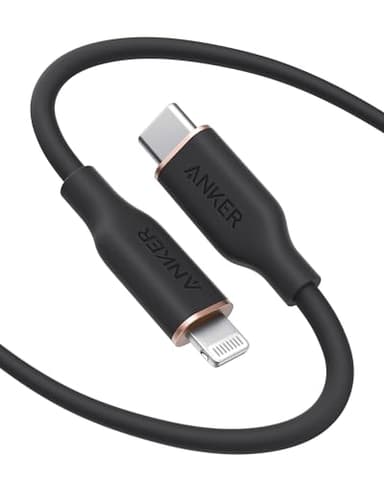 Anker USB C to Lightning Cable, MFi Certified Powerline III Flow Silicone Charging Cable for iPhone 13 13 Pro (Midnight Black, 6ft) - Image 1