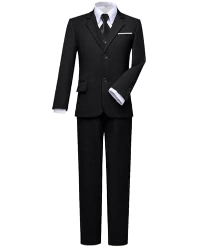 Visaccy Kids Suit for Boys Toddler Wedding Outfit Slim Fit Formal Wear Black Boy Suits Size 12 - Image 1