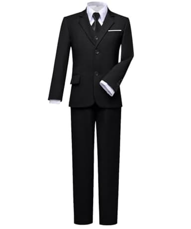 Visaccy Kids Suit for Boys Toddler Wedding Outfit Slim Fit Formal Wear Black Boy Suits Size 12 - Image 1