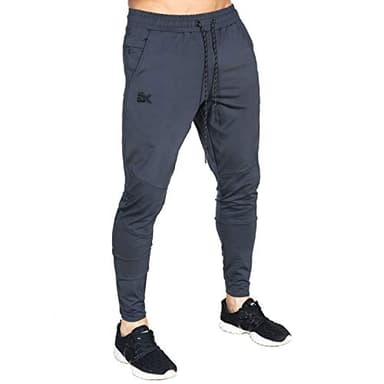 BROKIG Mens Lightweight Gym Jogger Pants,Men's Workout Sweatpants with Zip Pocket(Dark Grey,Large) - Image 2