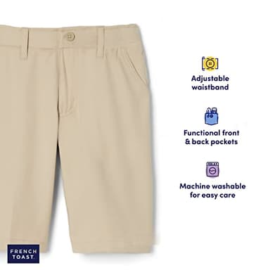 French Toast Boys' Big Flat Front Performance Stretch Short, Navy, 12 - Image 3