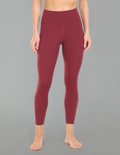 Colorfulkoala Women's High Waisted Yoga Capris 21" Inseam Leggings with Pockets(S, Wine Red) - Image 6