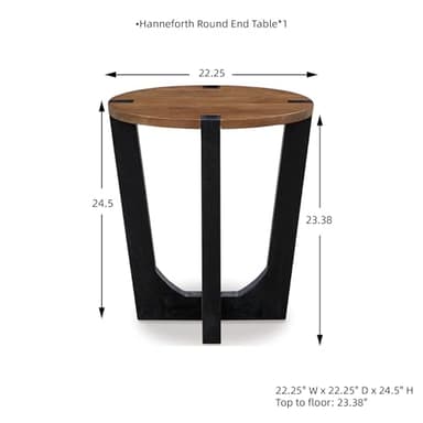 Signature Design by Ashley Hanneforth Farmhouse End Table with Angled Solid Wood Legs, Light Brown & Black - Image 2