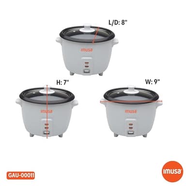 IMUSA USA GAU-00011 Electric Nonstick Rice Cooker 3-Cup (Uncooked) 6-Cup (Cooked), White - Image 8