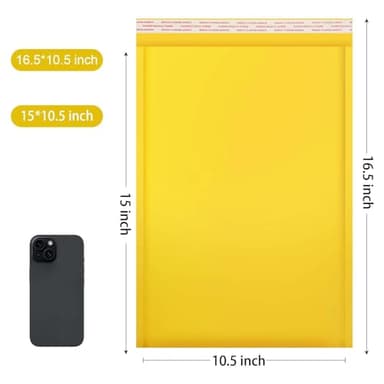 packbabol Kraft bubble mailers 10.5x15 Inch 50 Pack,Self-Sealing Paper Envelopes for Packaging,Strong Adhesion Envelope Mailers, Waterproof Cushioned Padded Shipping Bags Yellow #5 - Image 2