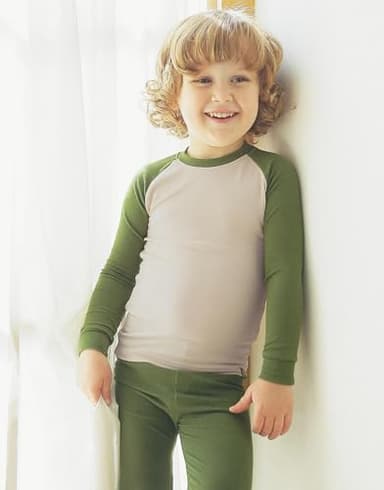 Vaenait Kids Toddler Long Sleeve Modal Sleepwear Pajamas 2pcs Set Modalraglan Olive XL - Image 2