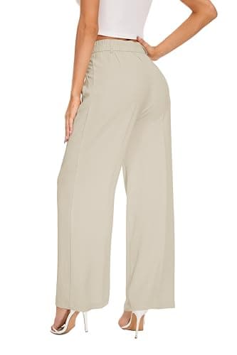 FUNYYZO Women's Wide Leg Pants High Elastic Waisted in The Back Business Work Trousers Long Straight Suit Pants - Image 6