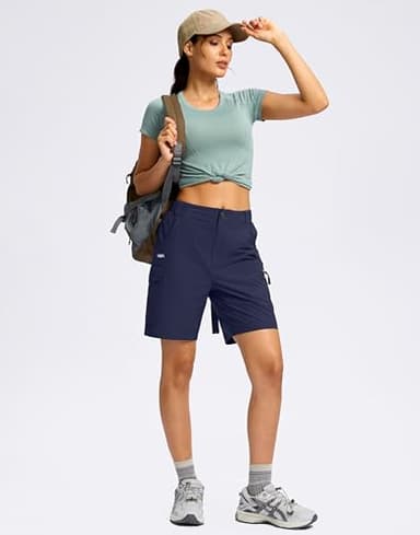 Viodia Women's 7" Hiking Cargo Shorts with Pockets Quick Dry Lightweight Shorts for Women Golf Casual Summer Shorts Navy - Image 5