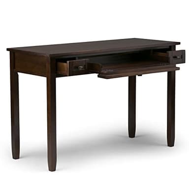 SIMPLIHOME Warm Shaker Desk - 48-Inch Wide Solid Wood Writing Desk in Tobacco Brown, Transitional Home Office Computer Table for Workspace or Study with Flip-Down Keyboard Tray and 2 Drawers - Image 4