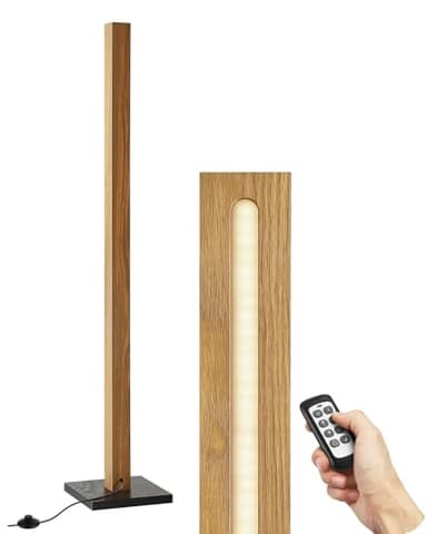 EDISHINE Wood LED Corner Floor Lamp, Modern Dimmable Light with Remote, Minimalist Standing Floor Lamps for Living Room, Bedroom, Office, 7 Color Temperature 2700~6000K, 48.43" - Image 9