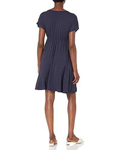 Amazon Essentials Women's Surplice Dress (Available in Plus Size), Navy, 5X - Image 2