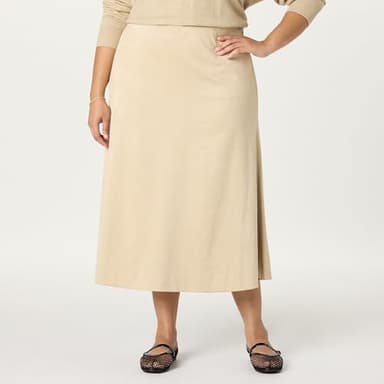 The Drop Women’s Cecily Faux Suede Full Long Midi Skirt, Hummus, XS - Image 5