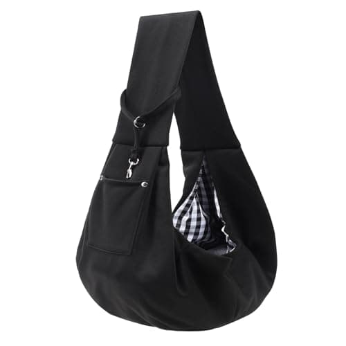 Dog Carrier Sling - Reversible Puppy Carrier Purse with Storage Pocket, Hand-Free Dog Sling Carrier for Carry Small Dogs and Cats, Travel Safety Harness, Dog and Cat Harness(Black) - Image 1