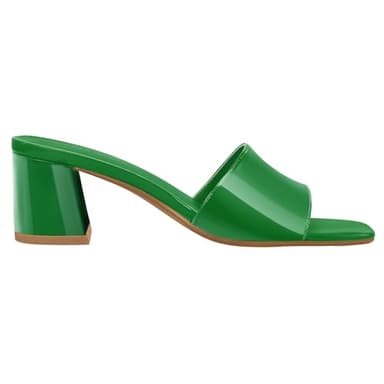 PIZZ ANNU Women's Simone Heels Sandals Low Block Chunky Heeled Sandal Open Toe Slip on Mules Casual Dress Pumps Mules Heel Shoes, Kelly Green Patent 10 - Image 8
