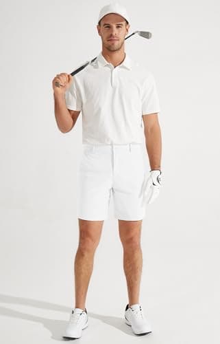 Libin Men's Golf Shorts 7" Work Dress Shorts Casual Flat Front Hybrid Short Lightweight Quick Dry Water Resistant, White, Size 30 - Image 5