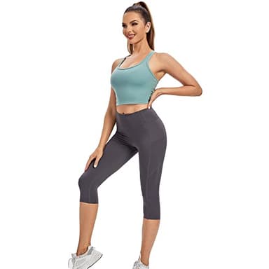 adorence Capri Leggings for Women Plus Size (Naked Feeling 3/4 Yoga Pants, High Waist, Tommy Control), Women Capri Pants with Pockets-Darkgrey,XL - Image 4