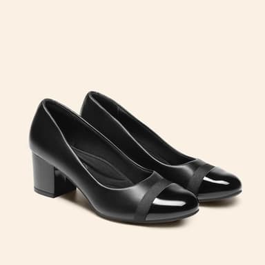 DREAM PAIRS Women's Pumps Low Chunky Block Heel Dress Shoes Closed Round Toe Comfortable Heels,Size 8,Black-Pat,SDPU2462W - Image 3