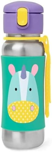 Skip Hop Toddler Sippy Cup with Straw, Zoo Stainless Steel Straw Bottle, Unicorn - Image 3