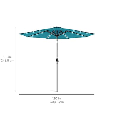 Best Choice Products 10ft Solar Polyester LED Lighted Patio Umbrella w/Tilt Adjustment and UV-Resistant Fabric - Cerulean - Image 7