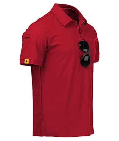 V VALANCH Red Polo Shirts for Men Short Sleeve Moisture Wicking Golf Polo Sport Athletic Collared Shirt - Image 1